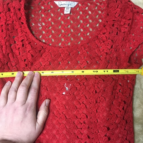 Speechless Red Crochet Overlay Dress 🔥 - Picture 5 of 8